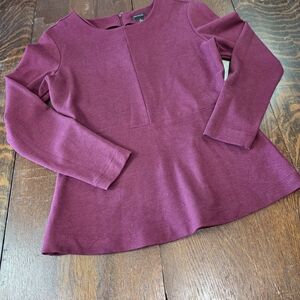 Ann Taylor peplum top zip back closure plum/burgundy color size XS